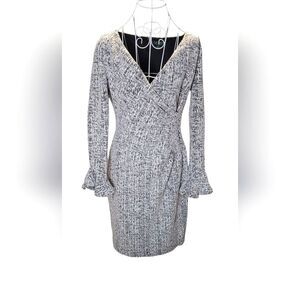 Lauren Ralph Lauren Black And White Boucle Texture Dress